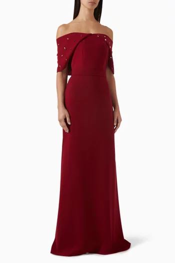 Embellished Off-shoulder Gown