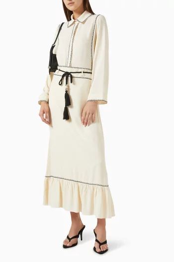 Embroidered Shirt in Viscose-linen