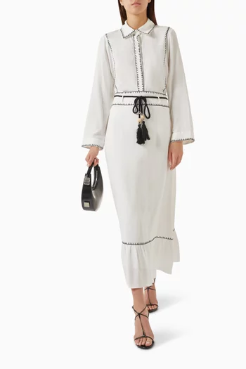 Embroidered Shirt in Viscose-linen