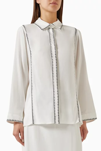 Embroidered Shirt in Viscose-linen