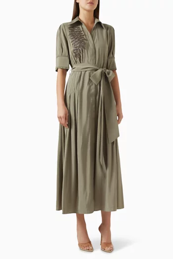 Embellished Belted Dress in Viscose-blend