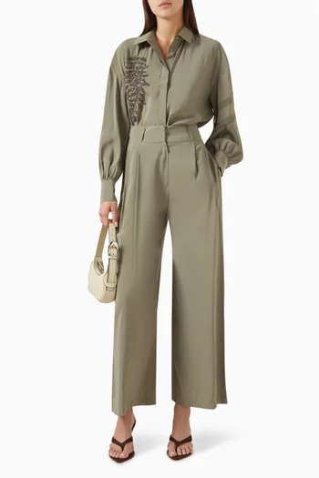 Wide-leg Pants in Viscose-blend