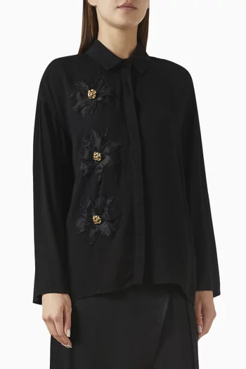 Floral-applique Shirt in Viscose