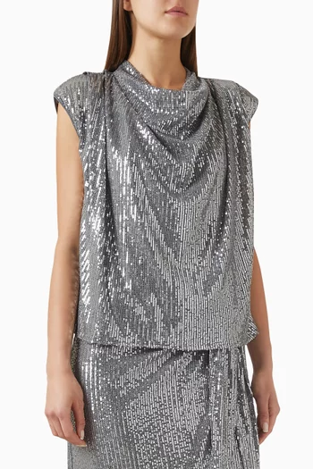 Sequin-embellished Cowl Top