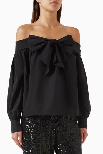 Off-shoulder Bow Top in Cotton-blend