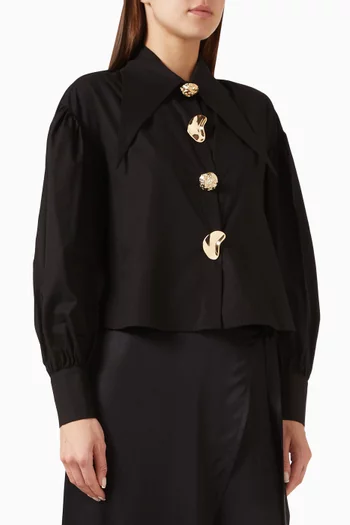 Gold-button Shirt in Cotton-blend