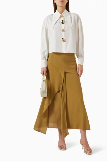 Gold-button Shirt in Cotton-blend