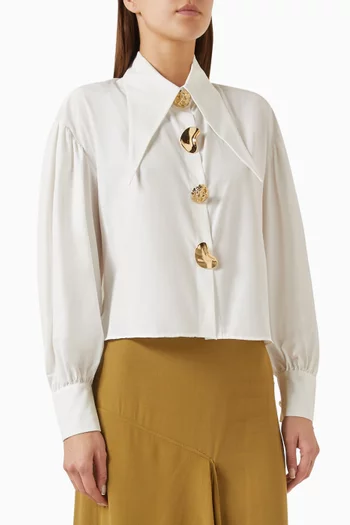 Gold-button Shirt in Cotton-blend