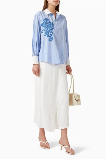 Floral-embroidered Shirt in Cotton-blend