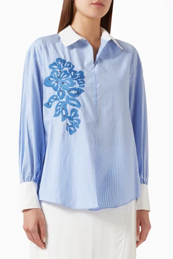 Floral-embroidered Shirt in Cotton-blend