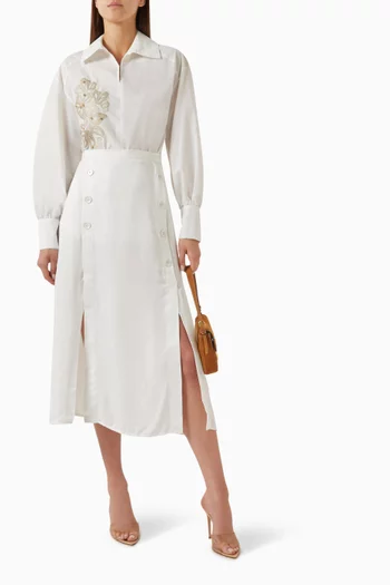 Floral-embroidered Shirt in Cotton-blend