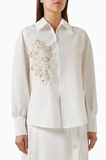 Floral-embroidered Shirt in Cotton-blend