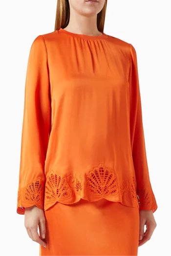 Embroidered-trim Top