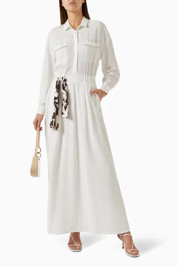 Belted Shirt Dress in Viscose-linen