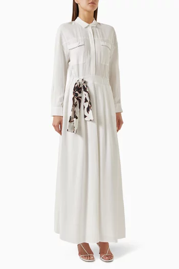 Belted Shirt Dress in Viscose-linen