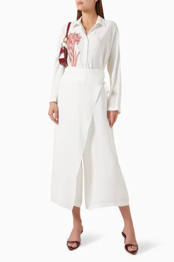 Embroidered Shirt in Viscose-linen