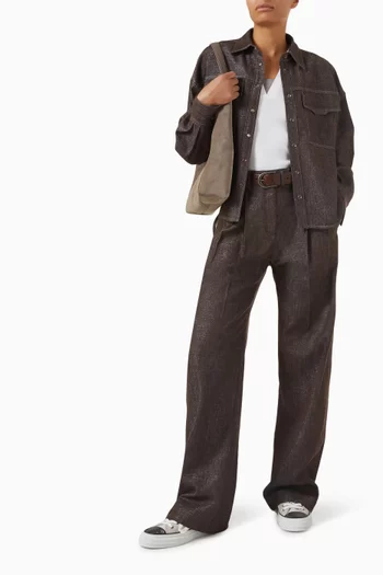 Curved Pants in Cotton Blend