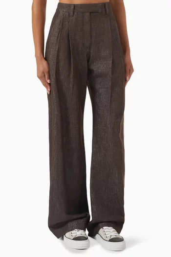 Curved Pants in Cotton Blend