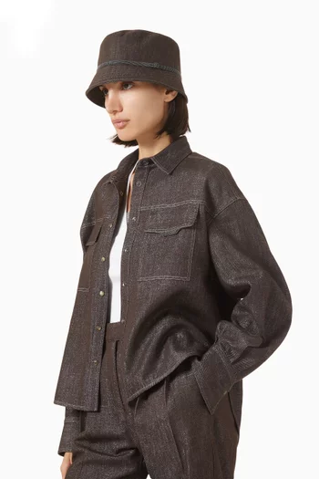 Embellished Bucket Hat in Cotton Twill
