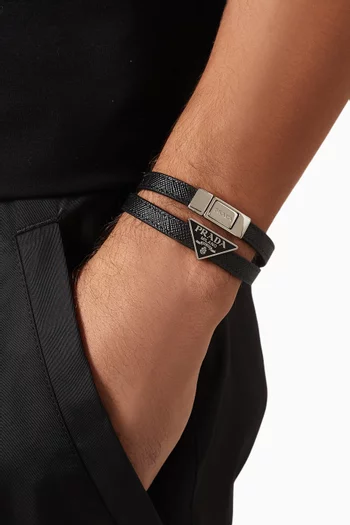 Double Logo Bracelet in Leather