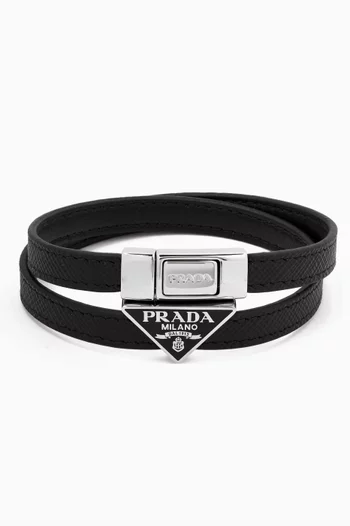 Double Logo Bracelet in Leather