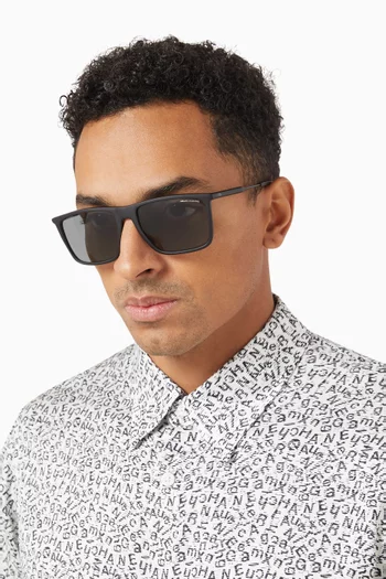 Bolt Detail Square Sunglasses in Plastic