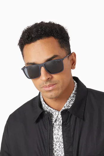 Bolt Detail Square Sunglasses in Plastic