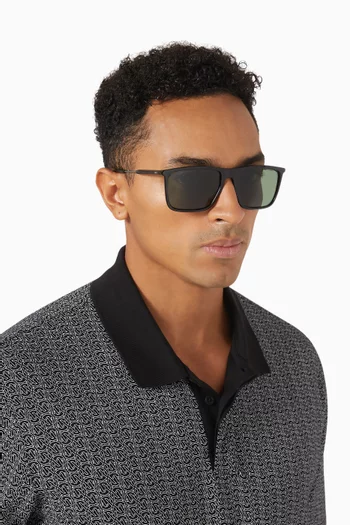 Bolt Detail Square Sunglasses in Plastic