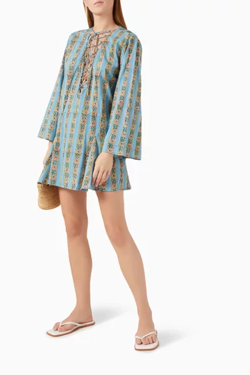 Lace-up Printed Mini Kaftan