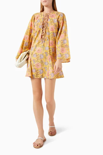 Lace-up Printed Mini Kaftan
