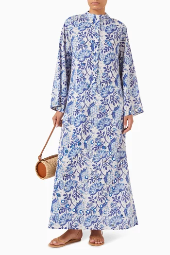 Closed Neck Mirror Kaftan in Cotton