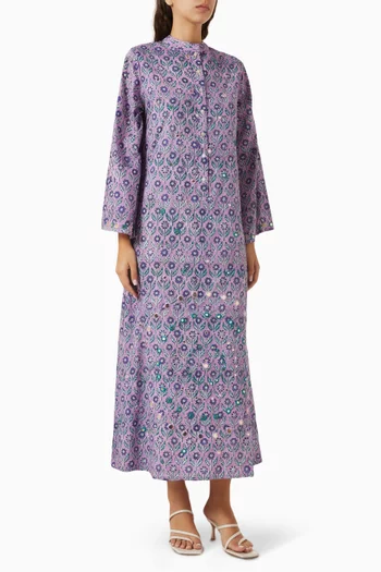Closed Neck Mirror Kaftan in Cotton