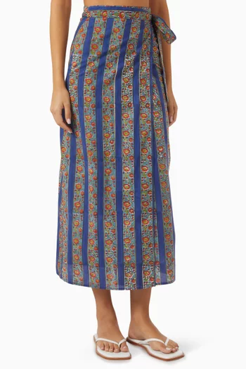 Wrap Midi Skirt in Cotton