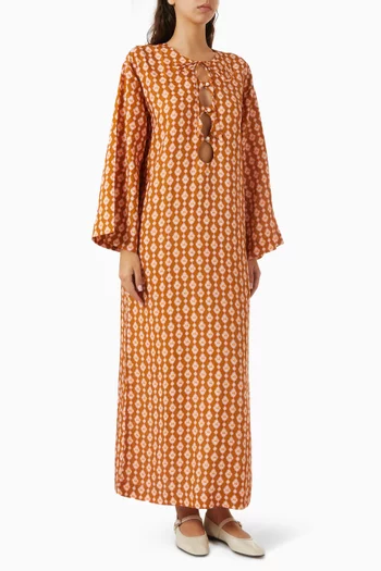 Love Printed Cut-out Maxi Kaftan