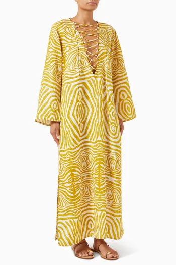 Printed Lace-up Kaftan