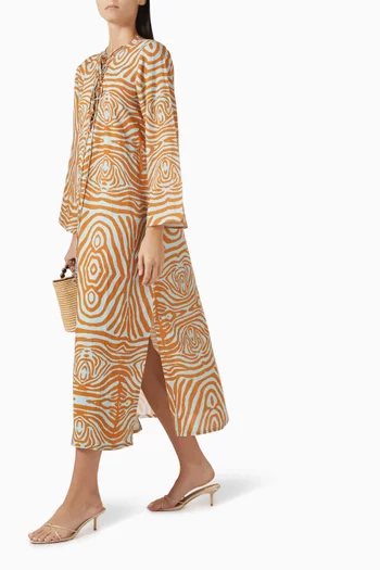 Printed Lace-up Kaftan