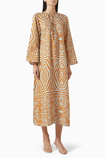 Printed Lace-up Kaftan