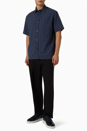 Short-sleeved Shirt in Cotton Seersucker
