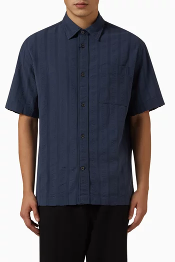 Short-sleeved Shirt in Cotton Seersucker