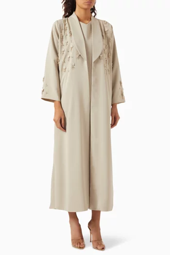 Bead-embellished Abaya in Crepe