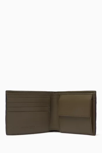 Bi-fold Coin Purse Wallet in Intrecciato Leather