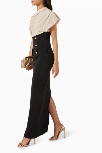Cromer Dress in Velvet & Crepe