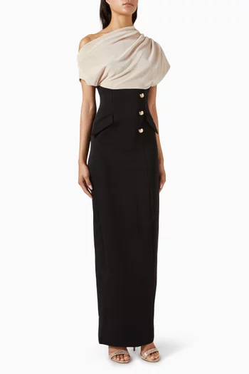 Cromer Dress in Velvet & Crepe