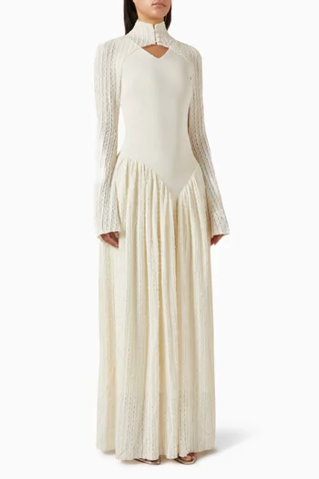 Prudence Maxi Dress in Knit Jersey & Lace
