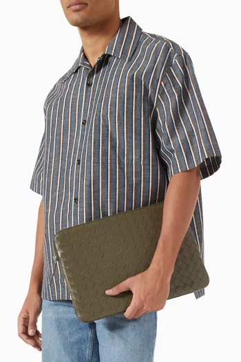 Getaway Document Case in Intrecciato Leather