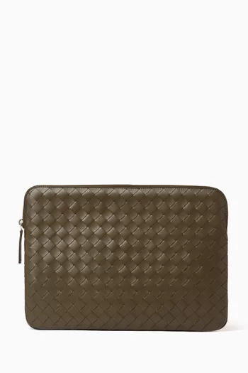 Getaway Document Case in Intrecciato Leather
