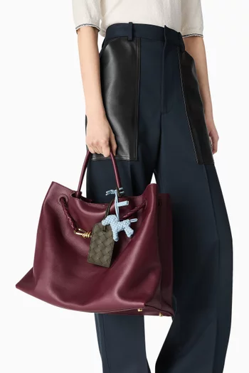 Tag Holder in Intrecciato Leather