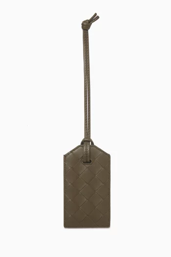 Tag Holder in Intrecciato Leather