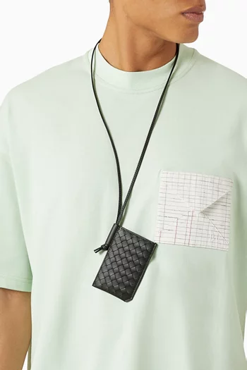 Piccolo Badge Holder in Intrecciato Leather