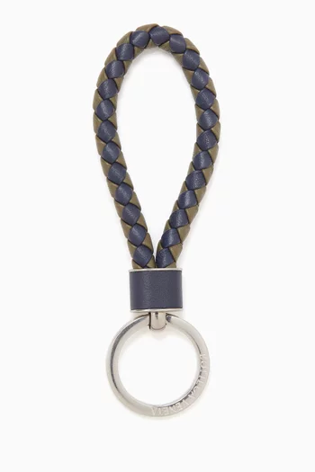 Keyring in Intreccio Leather